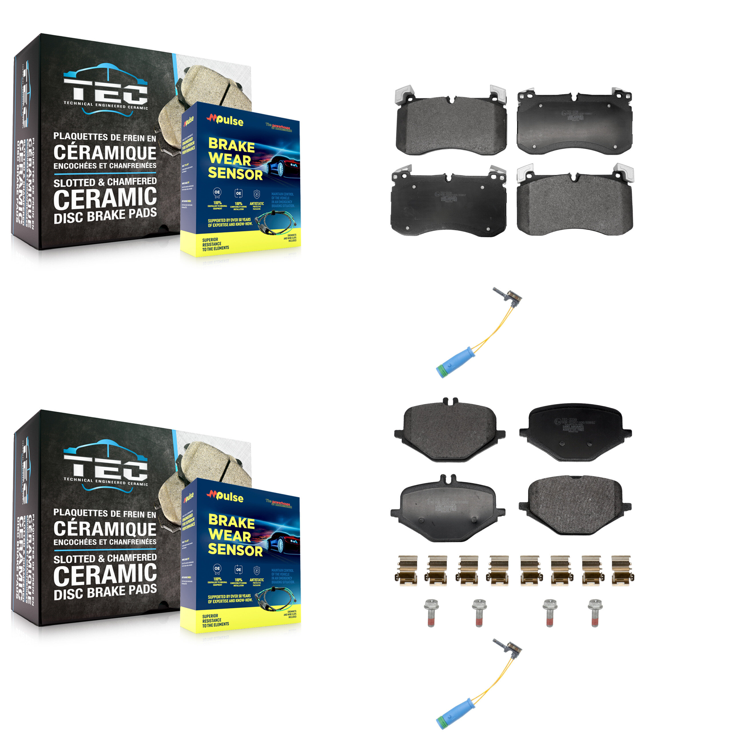 TEC - KTW-101664 - Front and Rear Disc Brake Pad Kits