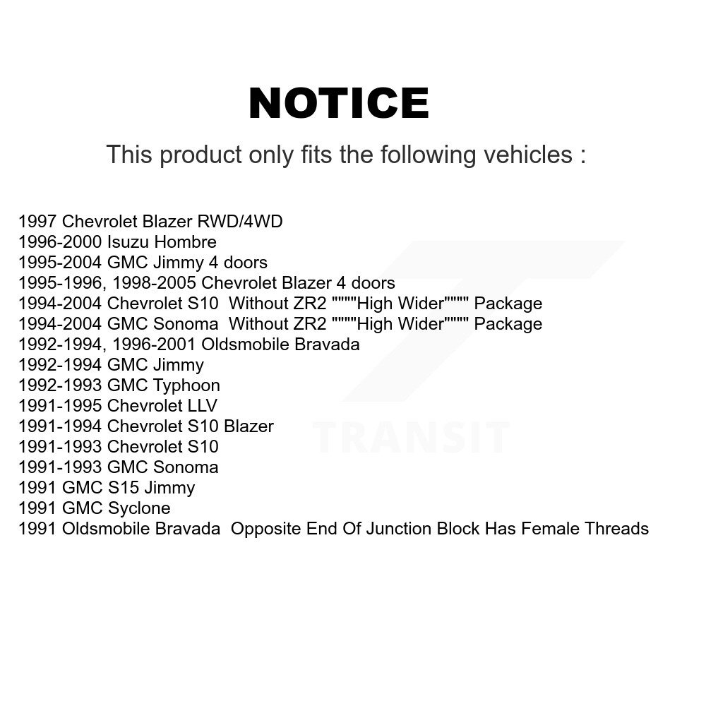 [Centre arrière] Tuyau hydraulique de frein central arrière pour Chevrolet GMC S10 Blazer Sonoma Jimmy Isuzu