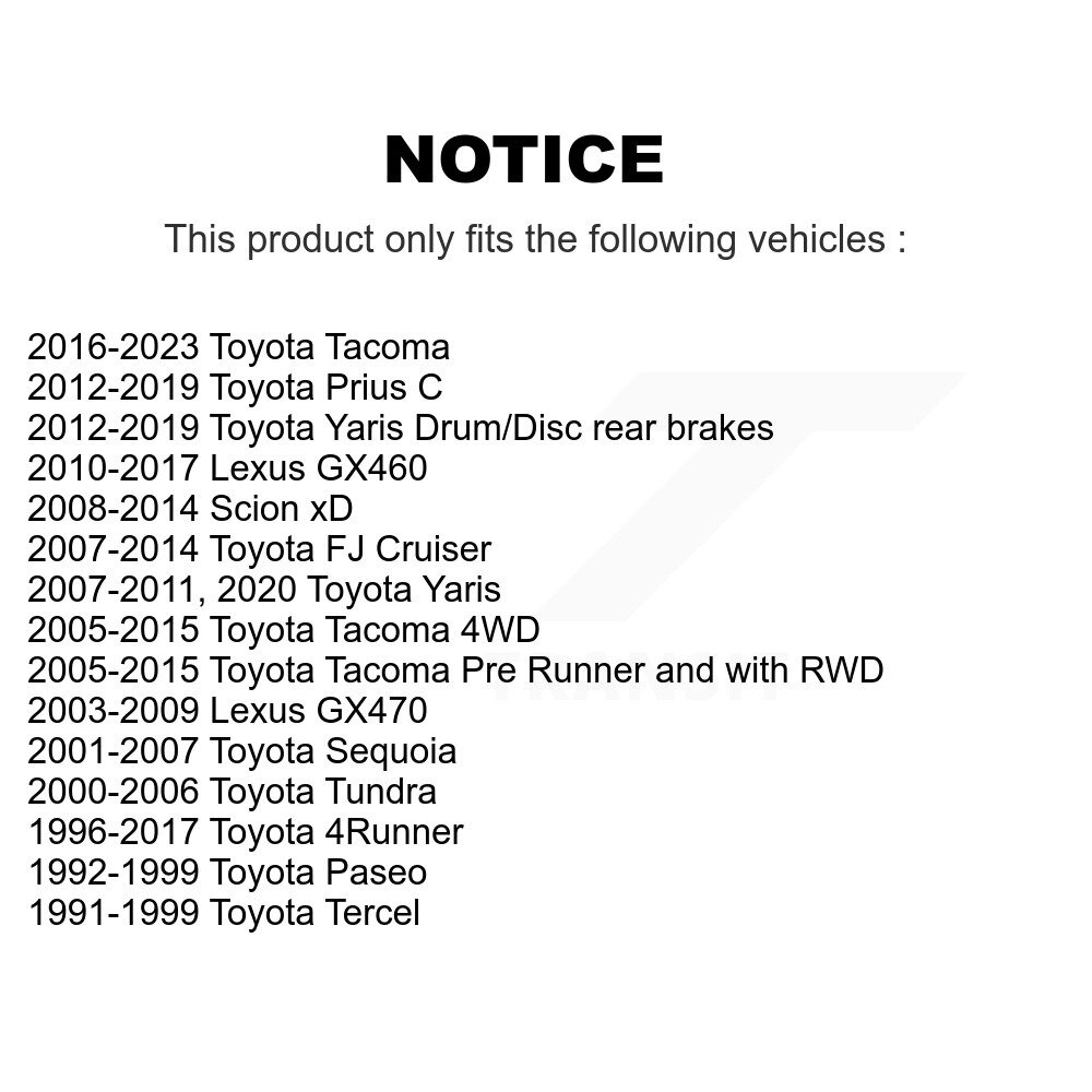 [Front] Frein hydraulique Trou pour Toyota Tacoma Yaris 4Runner Prius C Tundra Cruiser FJ