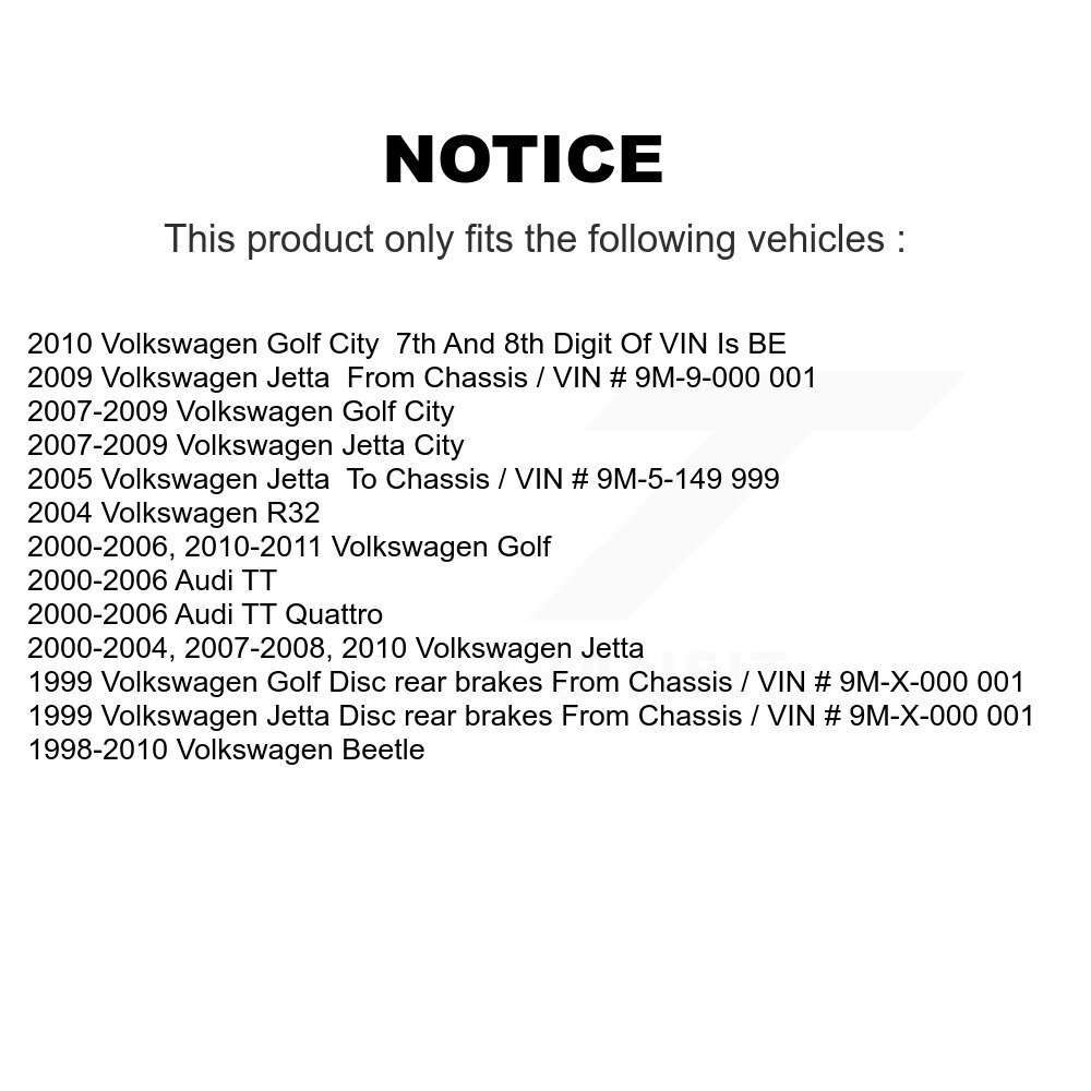 [Arrière Intérieur] Tuyau hydraulique de frein arrière pour Volkswagen Jetta Golf Beetle City Audi TT Quattro