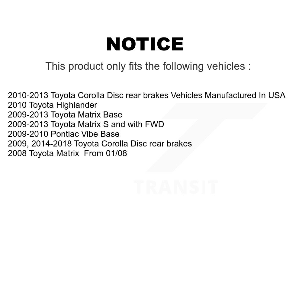 [Arrière gauche] Frein hydraulique Trou pour Toyota Corolla Matrix Pontiac Vibe Highlander