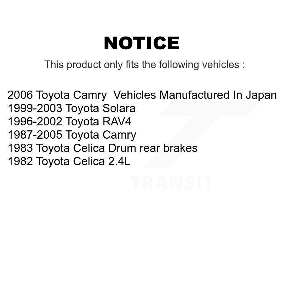 [Arrière] Tambour arrière Kit de matériel de frein pour Toyota Camry RAV4 Solara Celica 13-H17287