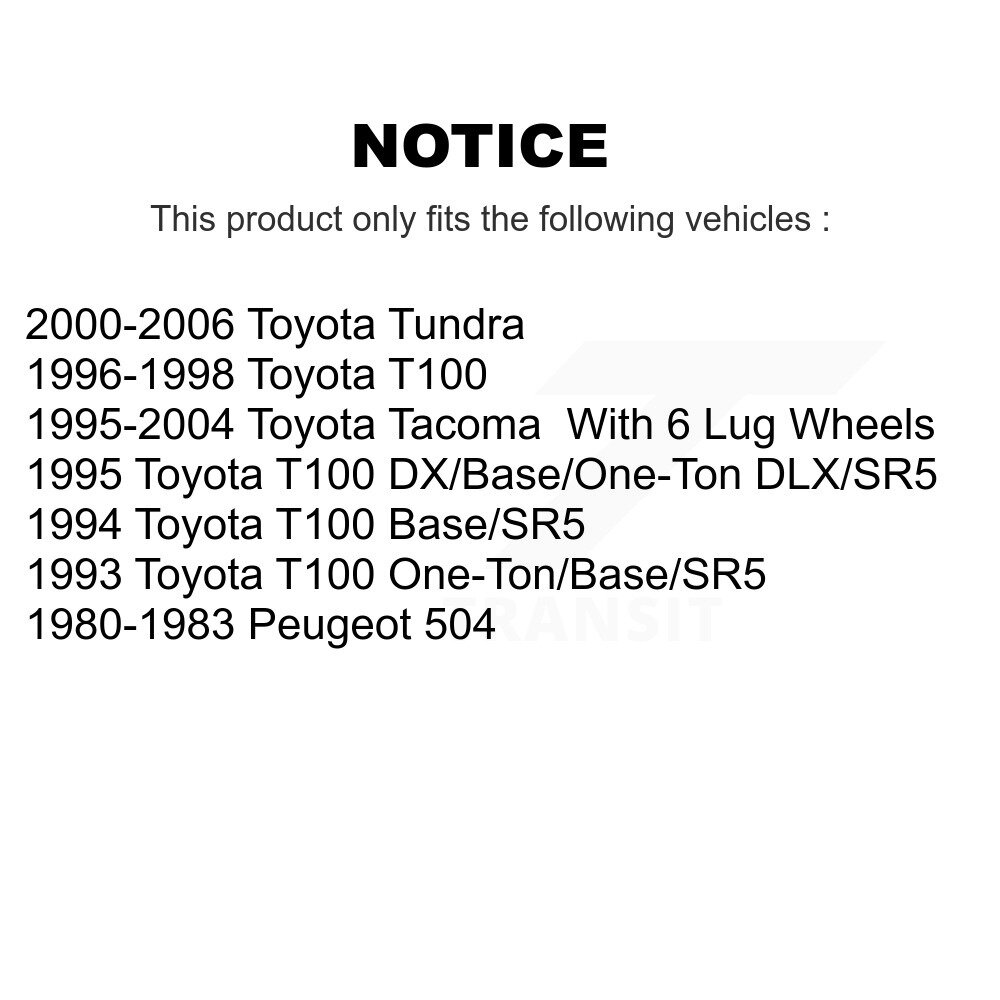 [Arrière] Tambour arrière Kit de matériel de frein pour Toyota Tundra Tacoma T100 Peugeot 504 13-H17343