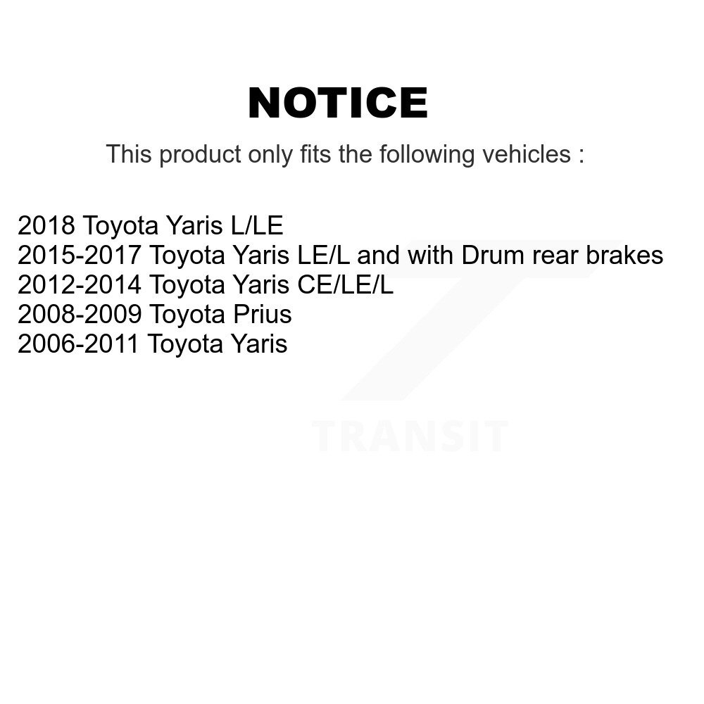 [Arrière] Tambour arrière Kit de matériel de frein pour Toyota Yaris Prius 13-H17445
