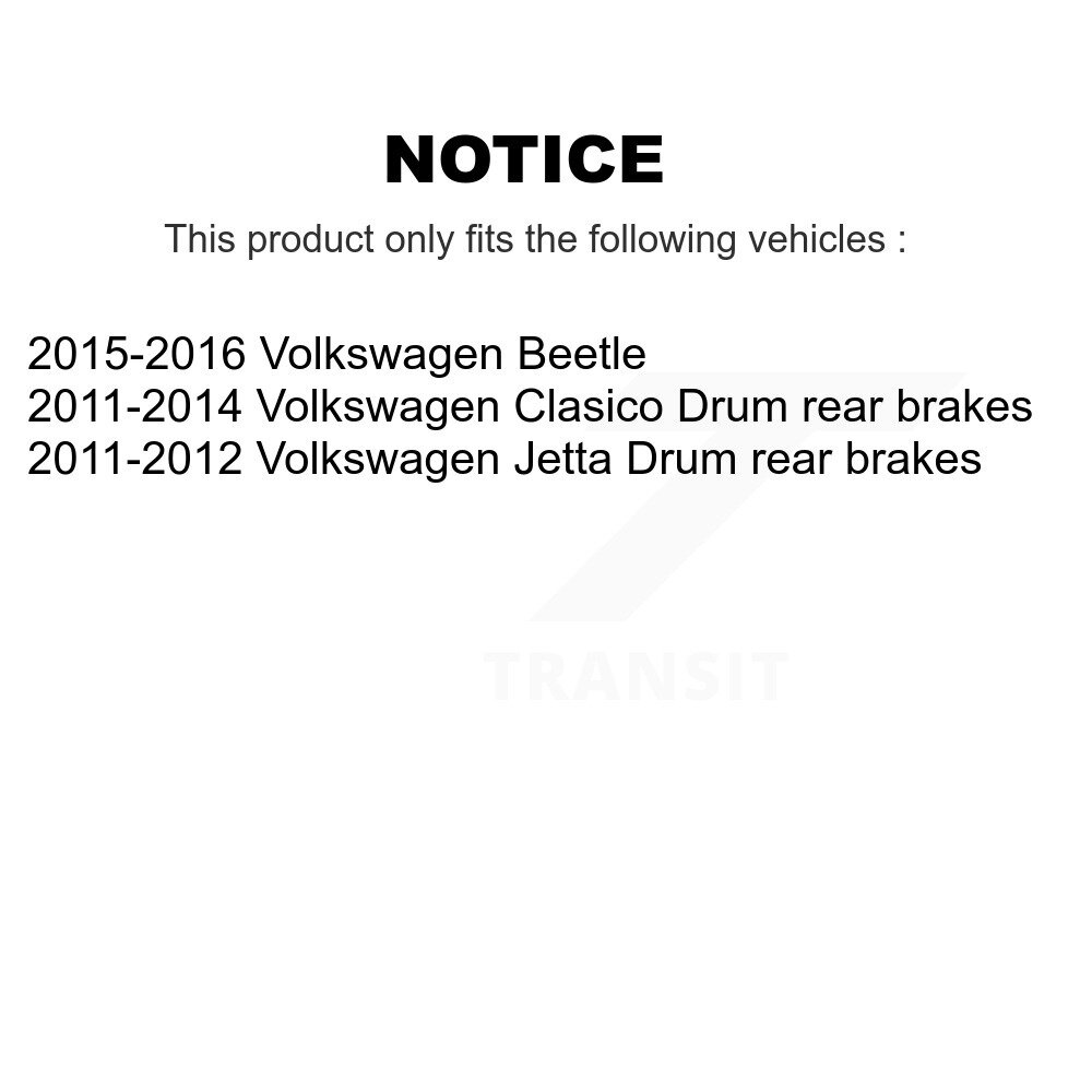[Arrière] Tambour arrière Matériel de frein Kit pour Volkswagen Jetta Beetle Clasico 13-H17478