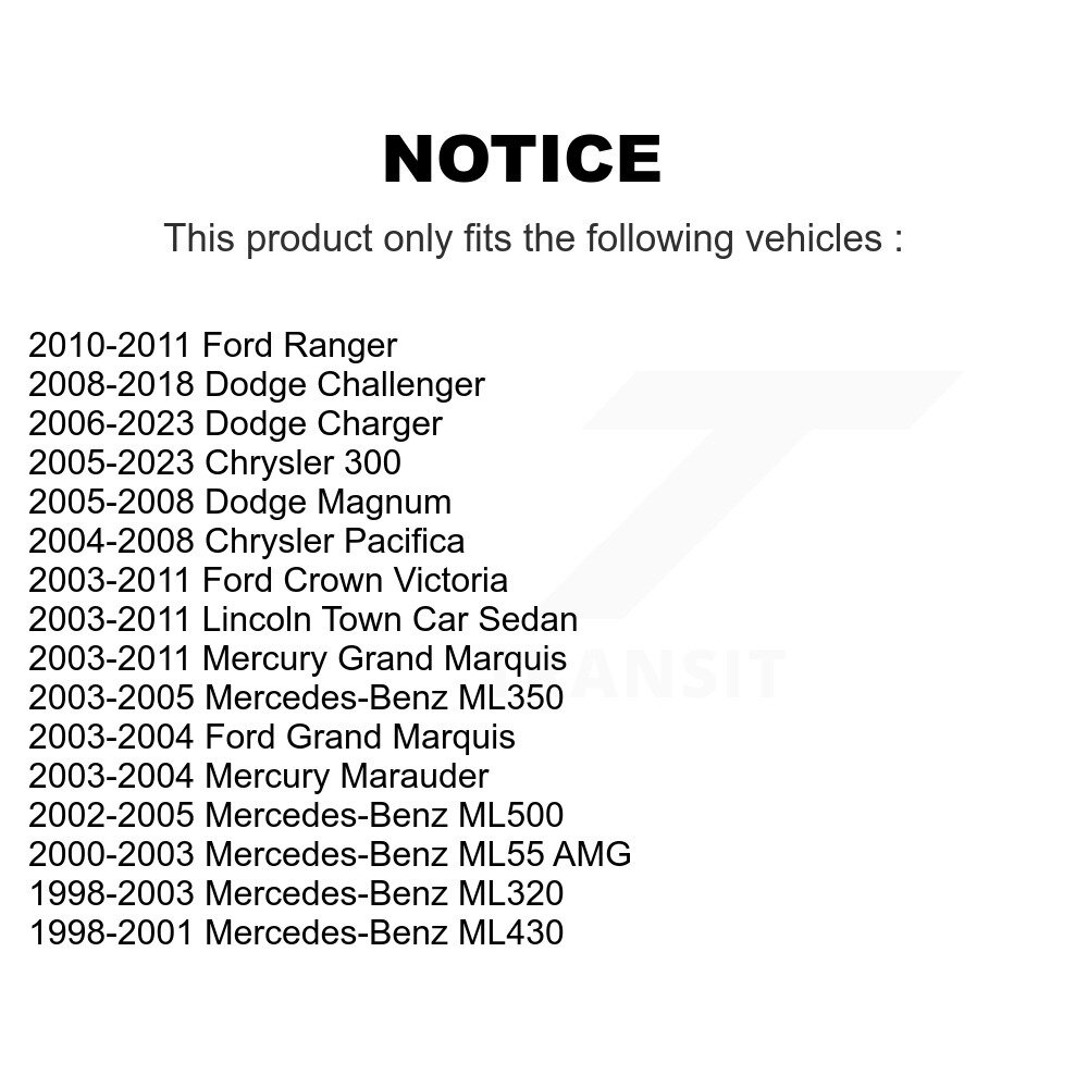 [Arrière] Stationnement arrière Matériel de frein Kit pour Dodge Chrysler 300 Chargeur Ford Ranger Crown