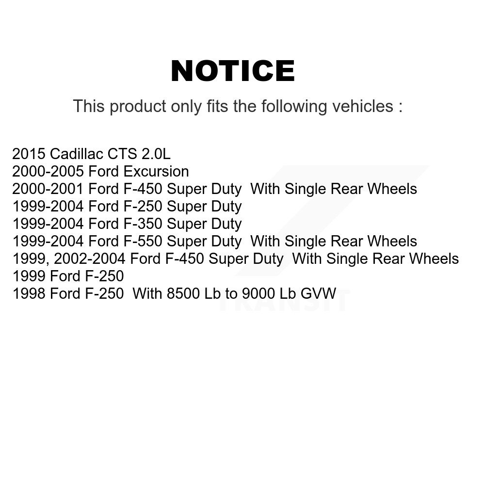 [Arrière] Stationnement arrière Matériel de frein Kit pour Ford F-350 Super Duty F-250 Excursion CTS