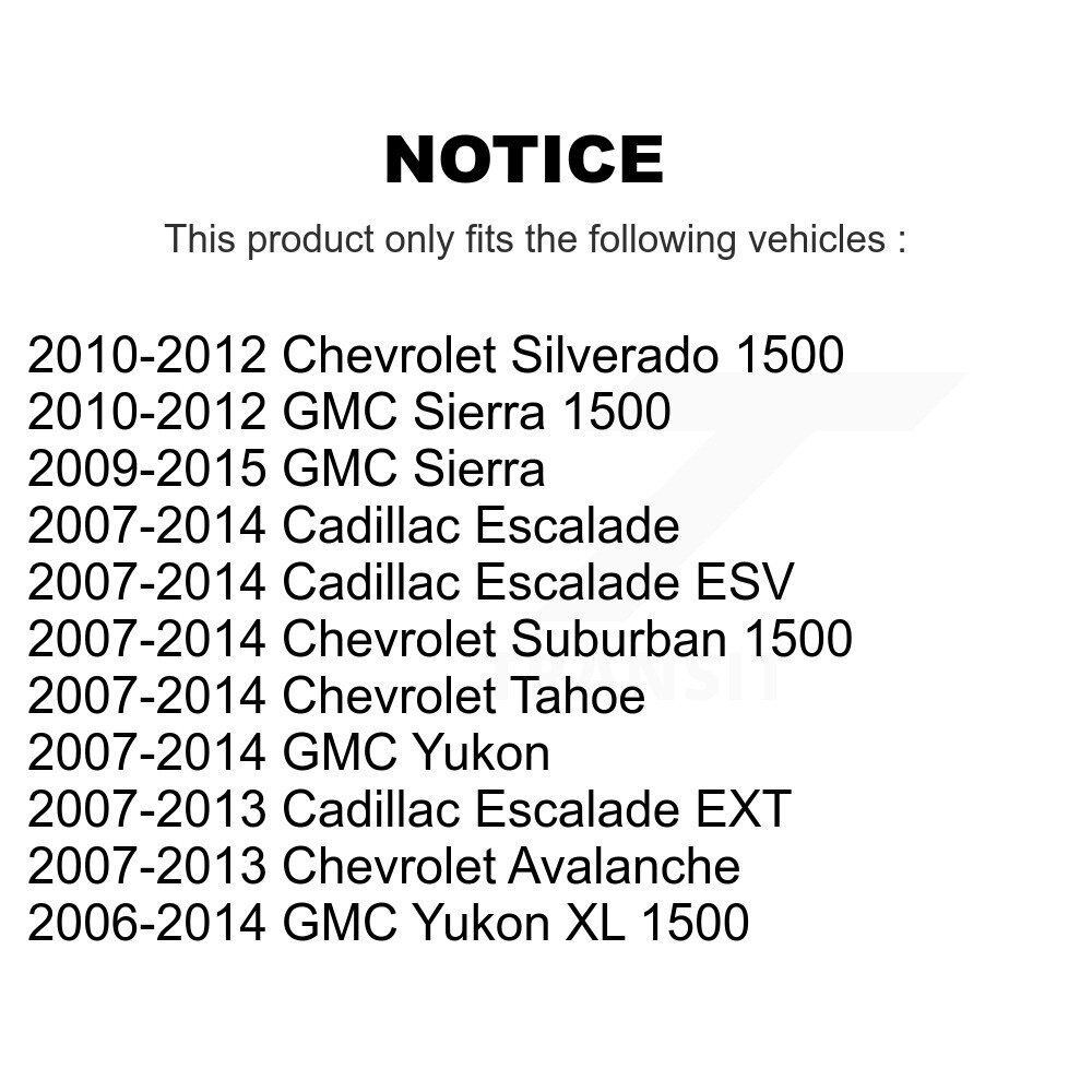 [Arrière] Stationnement arrière Matériel de frein Kit pour Chevrolet GMC Sierra 1500 Silverado Cadillac