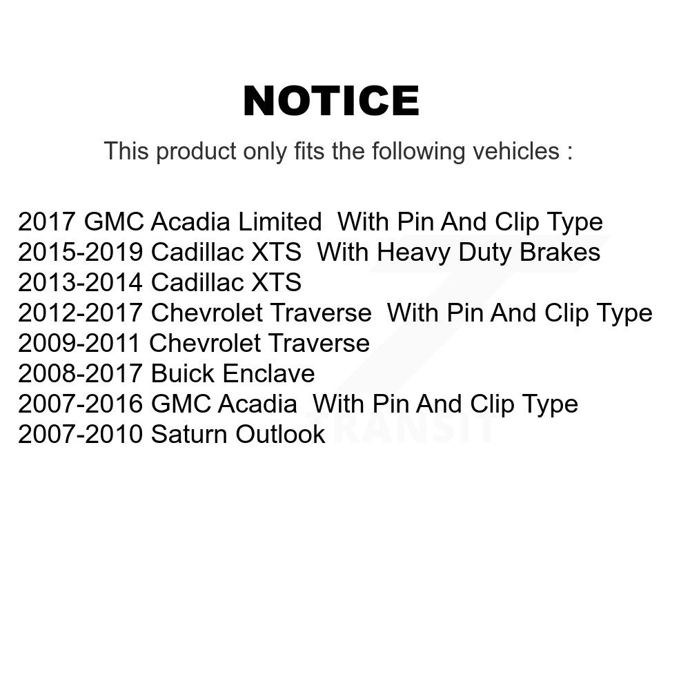 [Arrière] Stationnement arrière Matériel de frein Kit pour GMC Acadia Buick Enclave Chevrolet Traverse