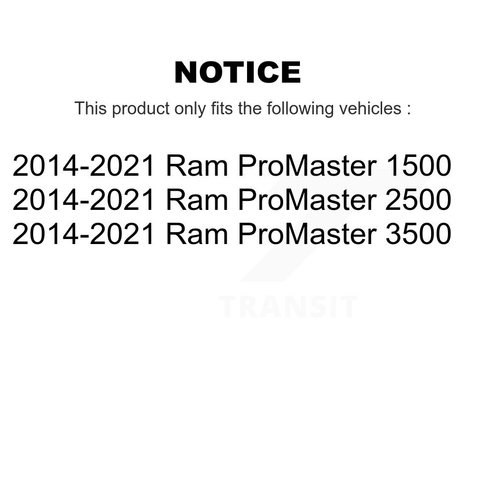 [Arrière] Stationnement arrière Matériel de frein Kit pour 2014-2021 Ram ProMaster 2500 3500 1500