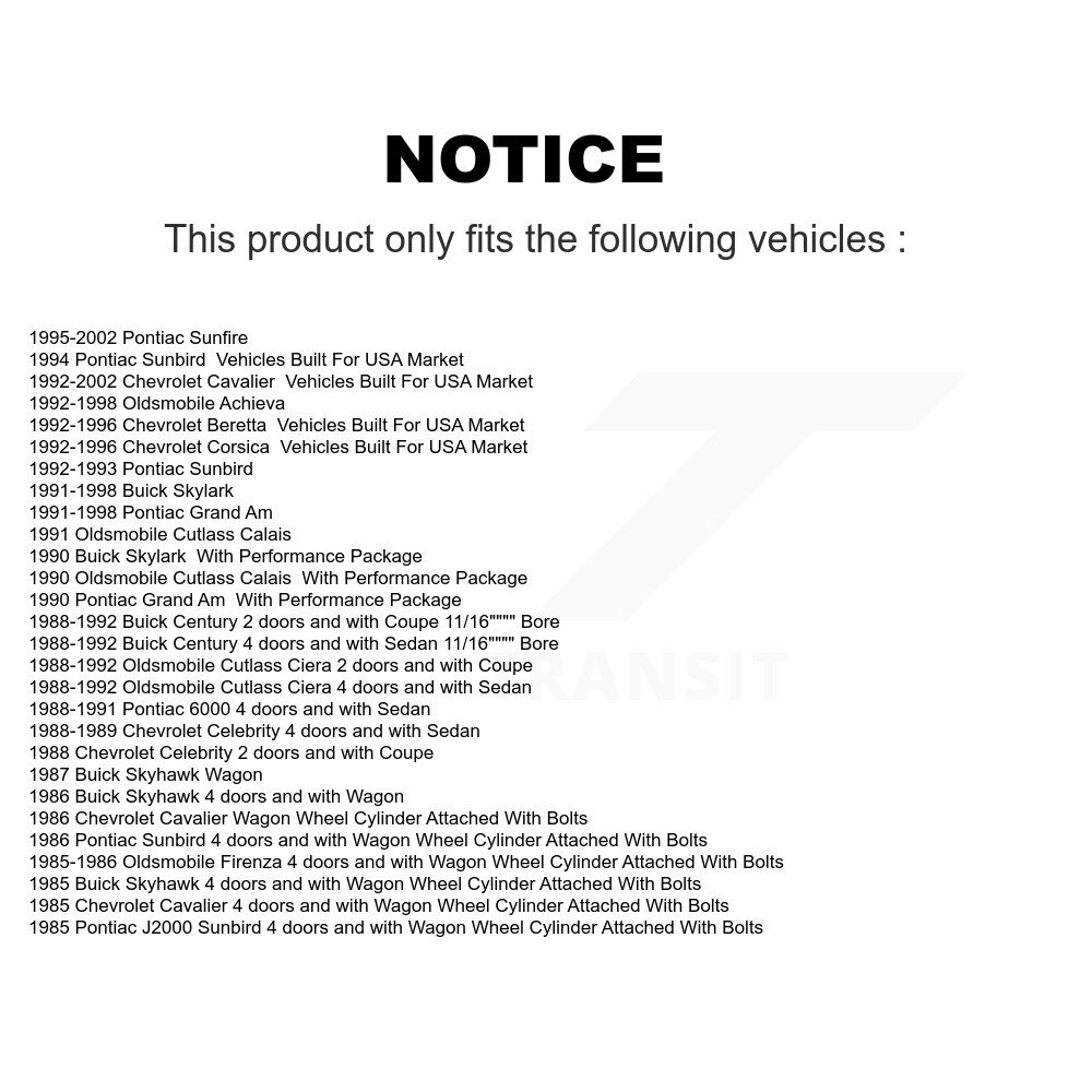 [Arrière] Cylindre de frein à tambour arrière pour Chevrolet Cavalier Pontiac Sunfire Grand Am
