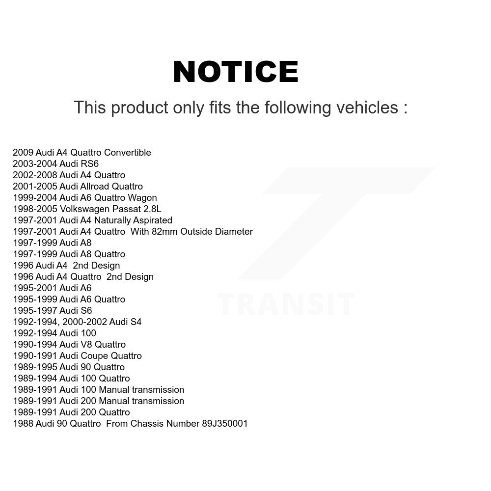 [Front] Roulement des roues pour Audi A4 Quattro Volkswagen Passat A6 Allroad S4 RS6 90 S6 A8