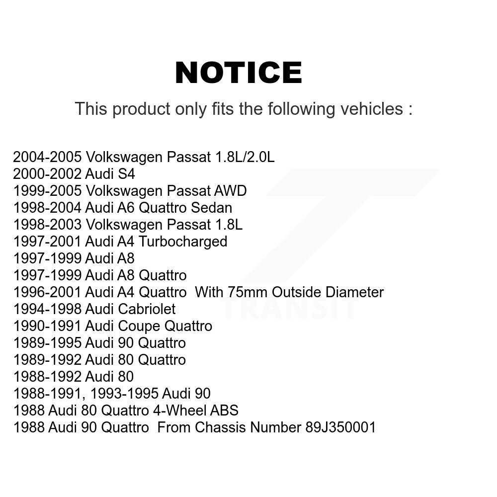 [Front] Roulement de roue pour Volkswagen Passat Audi A4 Quattro A6 S4 Cabriolet 90 Coupe A8