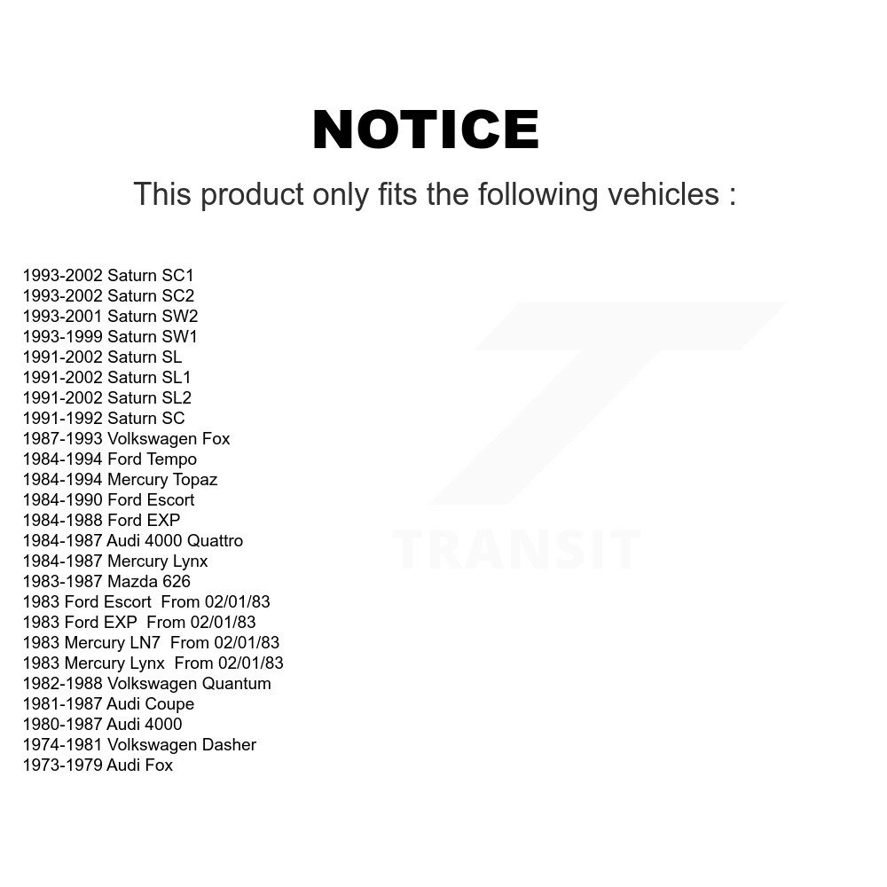 [Front] Roulement de roue avant pour Saturne SL1 SC1 SL2 Ford Tempo SC2 Mercury Topaz SL SW2