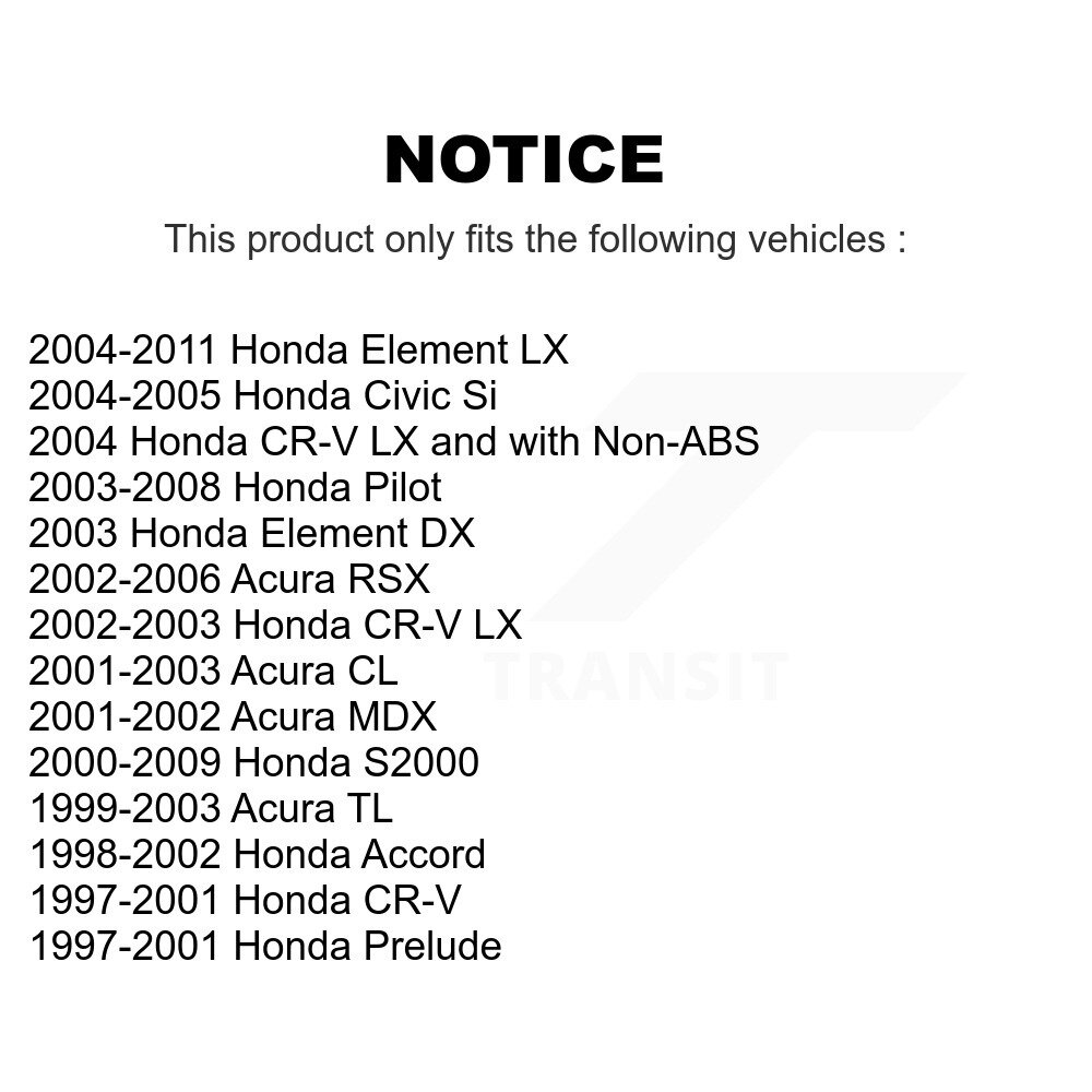 [Arrière] Roulement de roues pour Honda Civic CR-V Pilot Accord Acura Element RSX TL S2000 MDX