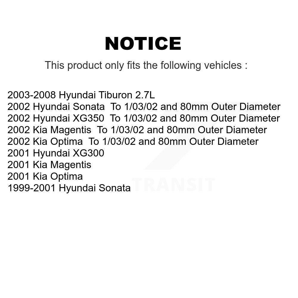 [Front] Roulement avant pour Hyundai Tiburon Sonata Kia Optima XG350 XG300 Magentis