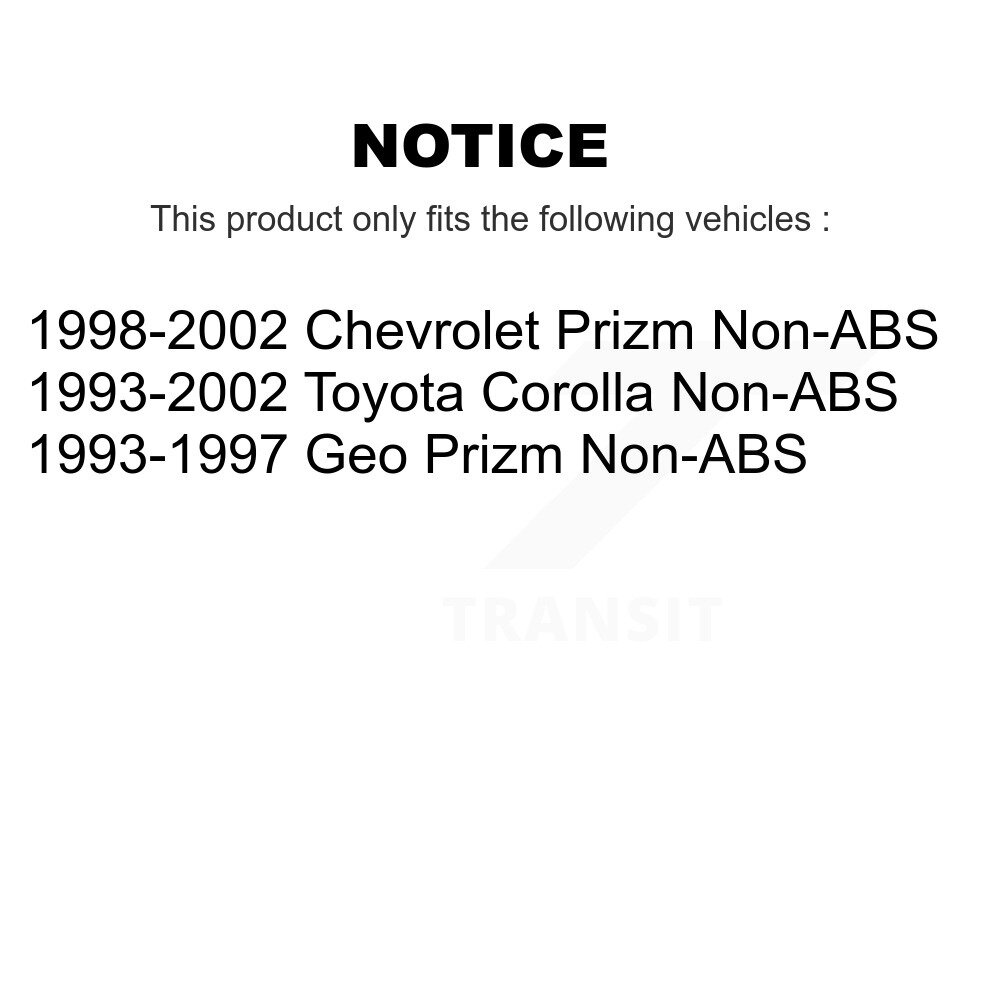 [Arrière] Roulement arrière Hub Assemblage pour Toyota Corolla Prizm Chevrolet Geo Non-ABS