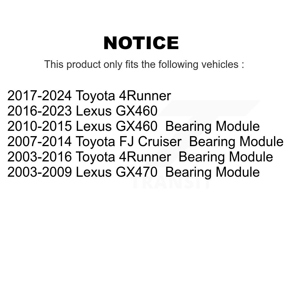 [Arrière droite] Roulement de roue arrière droite pour Toyota 4Runner FJ Cruiser Lexus GX460