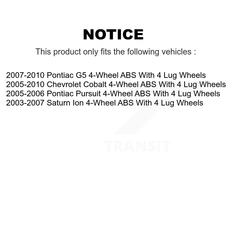[Arrière] Roulement arrière Hub Assemblage pour Chevrolet Cobalt Pontiac G5 Saturn Ion