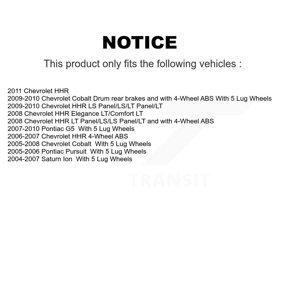 [Arrière] Roulement arrière Hub Assemblage pour Chevrolet Cobalt Pontiac G5 Saturn Ion HHR