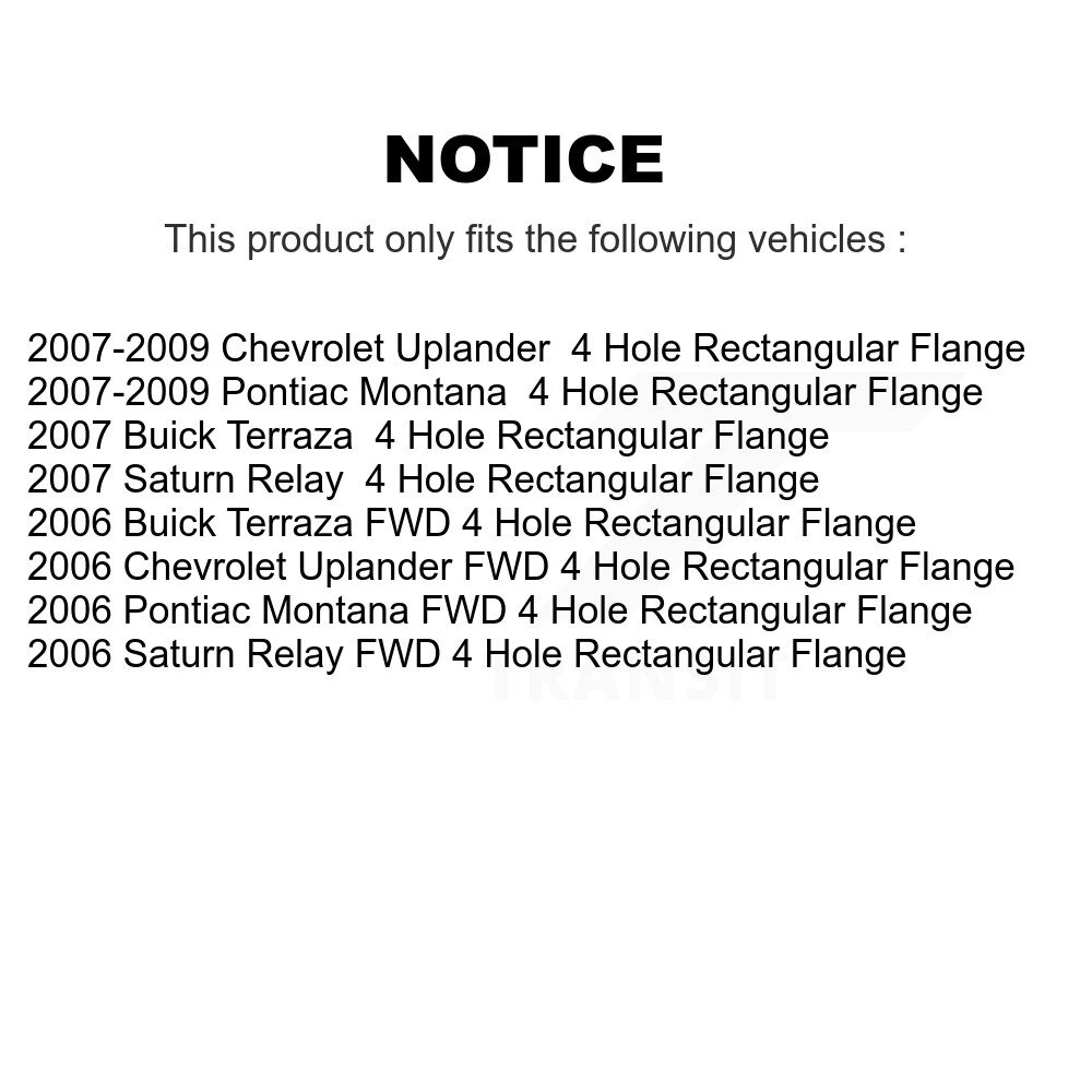 [Arrière] Roulement arrière Hub Assemblage pour Pontiac Montana Chevrolet Uplander Buick