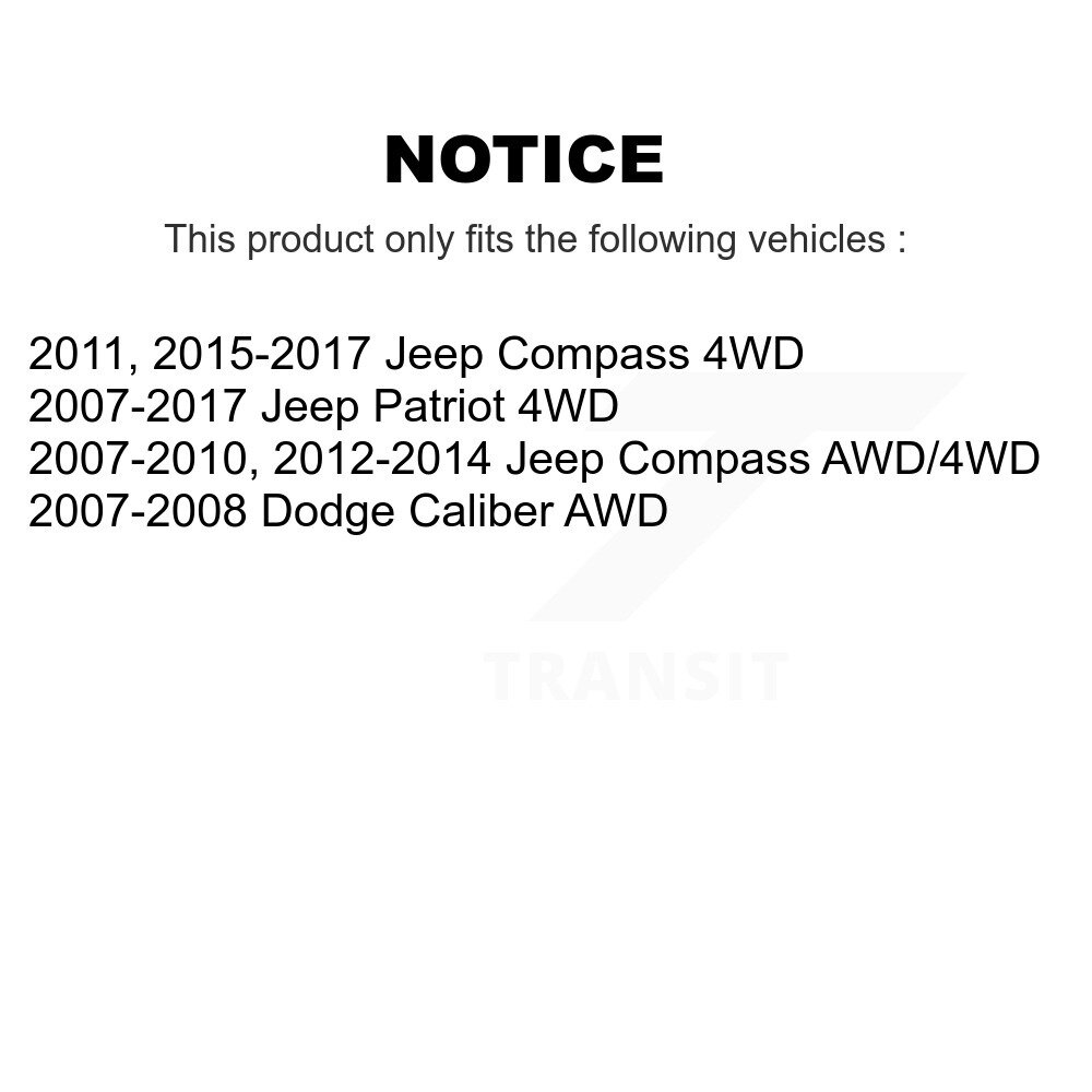 [Arrière] Assemblage du Hub de Roue Arrière pour Jeep Patriot Compass Dodge Calibre 70-512333