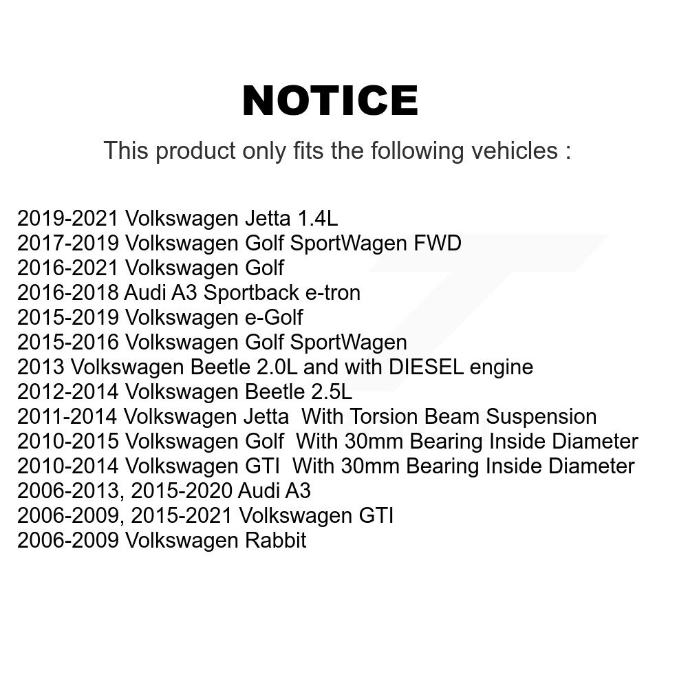 [Arrière] Roulement arrière Hub Assemblage pour Volkswagen Jetta Golf GTI SportWagen Rabbit