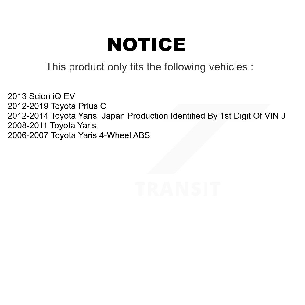 [Arrière] Roulement arrière Hub Assemblage pour Toyota Yaris Prius C Scion iQ 70-512370