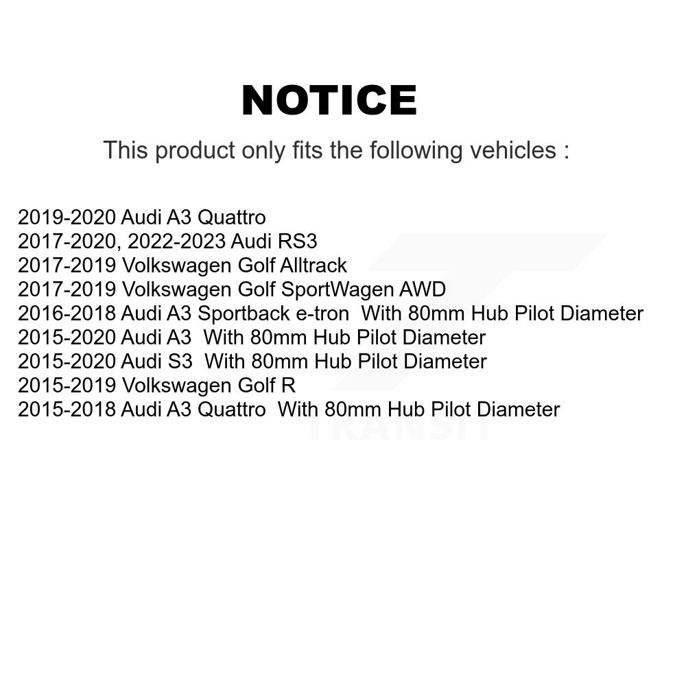 [Front] Roulement de roue Hub Assemblage pour Volkswagen Audi Golf SportWagen A3 Quattro R S3