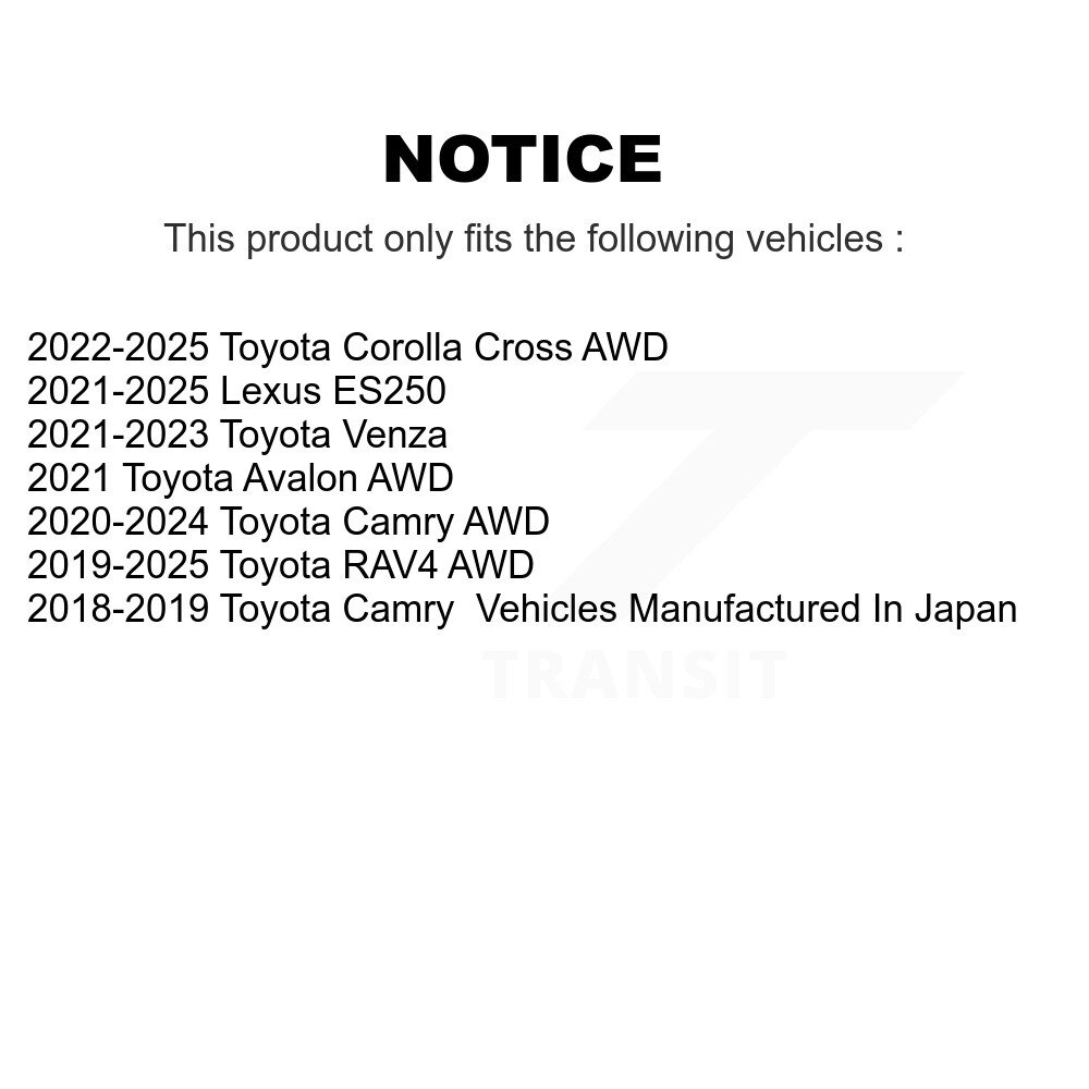 [Arrière] Roulement arrière Hub Assemblage pour Toyota RAV4 Camry Corolla Cross Venza Lexus