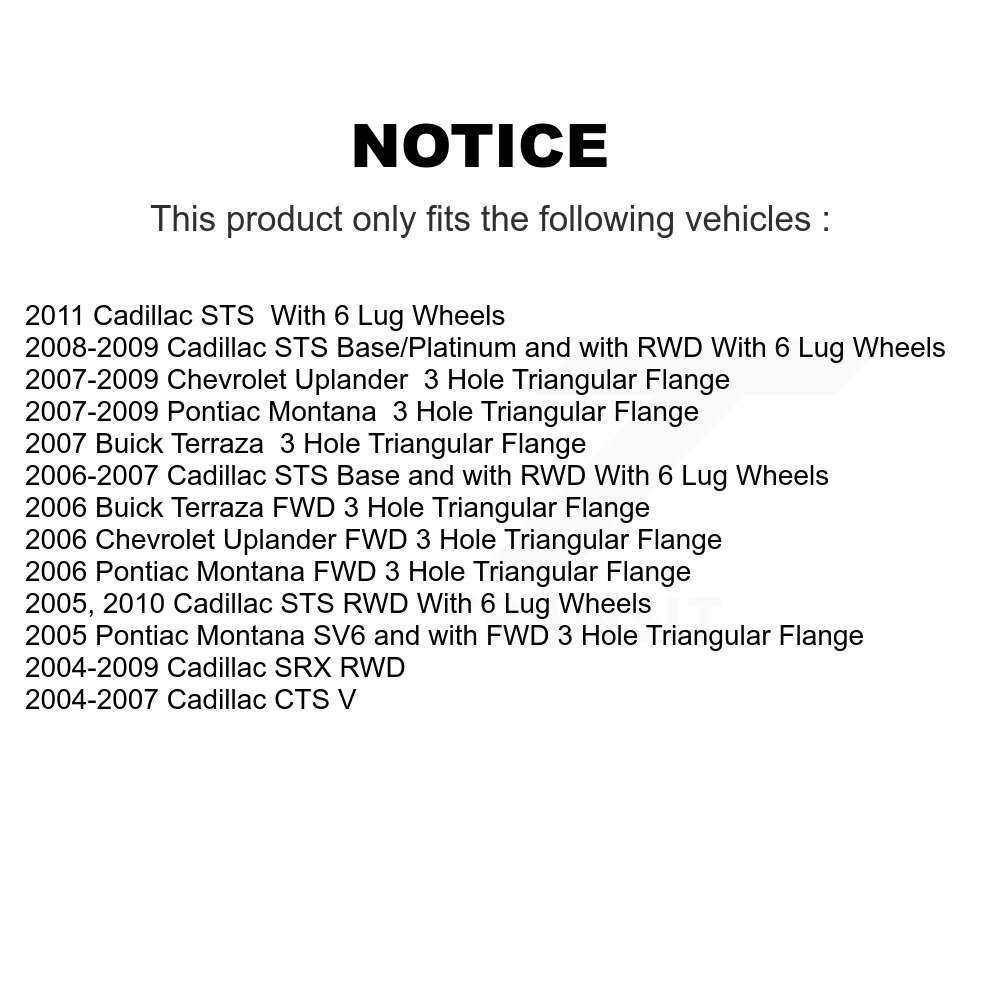 [Arrière] Roulement des roues Hub Assemblage pour Pontiac Montana Chevrolet Uplander Cadillac CTS