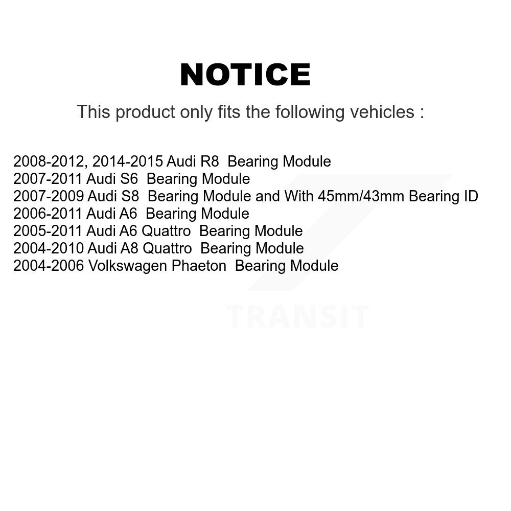 [Front] Roulement des roues pour Audi A6 Quattro R8 A8 S6 S8 Volkswagen Phaeton