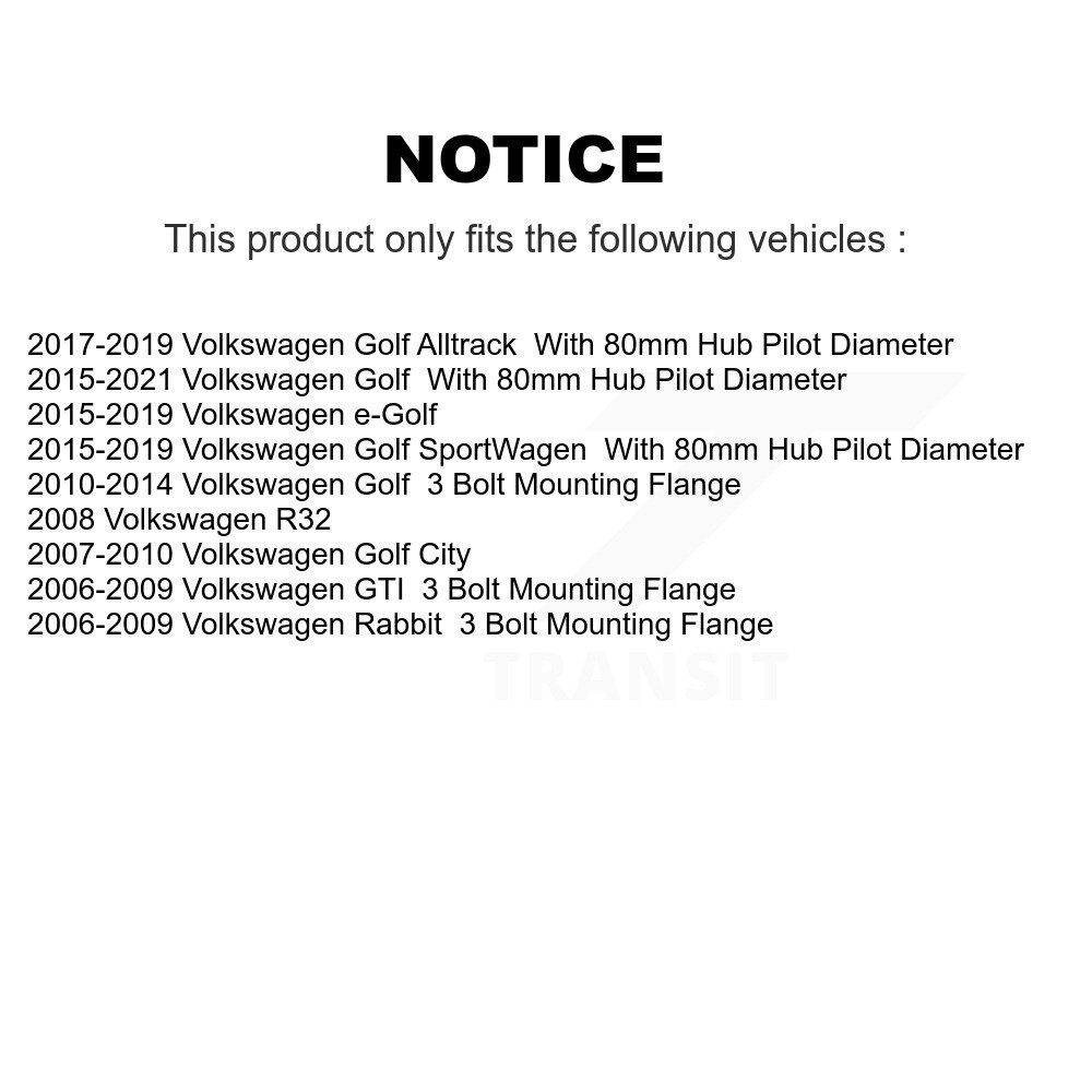 [Front] Roulement avant Hub Assemblage pour Volkswagen Golf SportWagen Rabbit City GTI