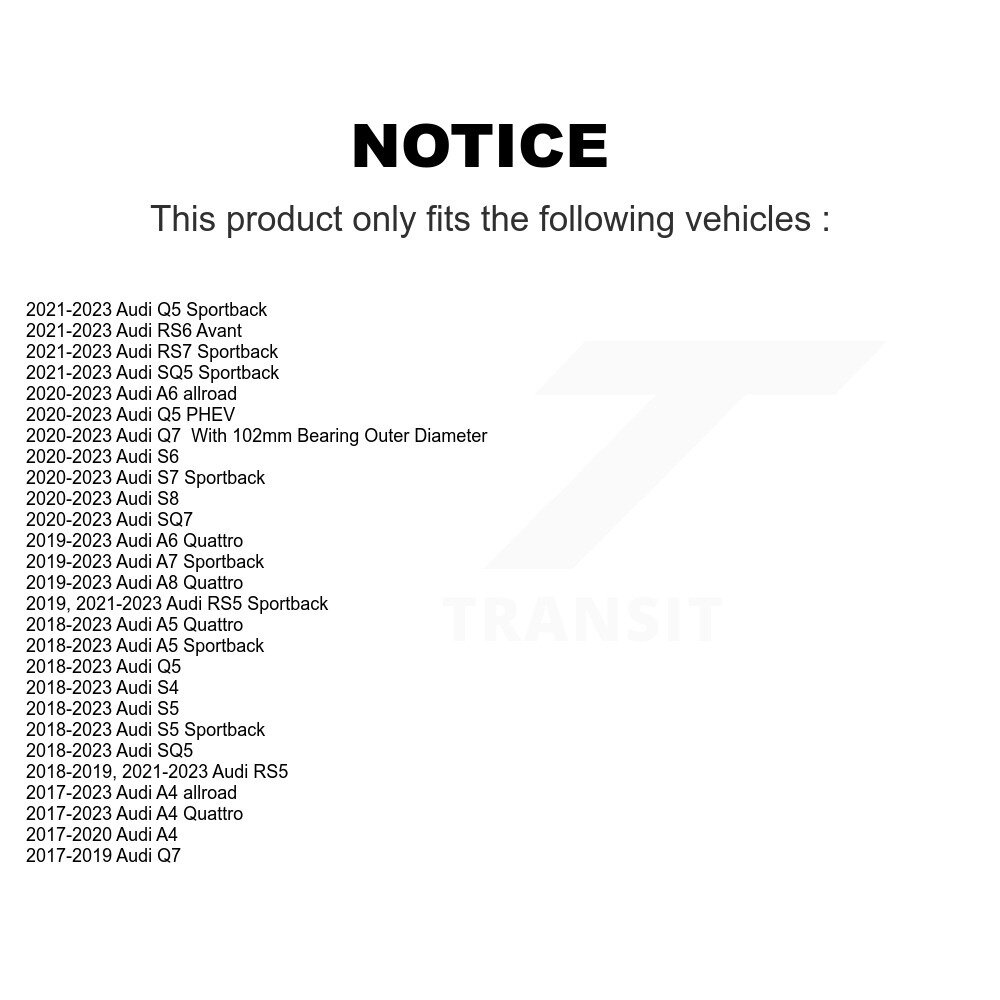 [Front] Roulement des roues pour Audi Q5 A4 Quattro Q7 A5 Sportback SQ5 S5 allroad S4