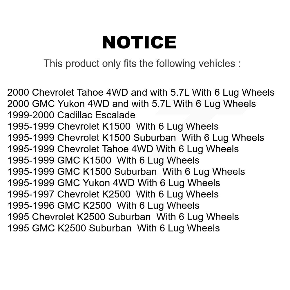 [Front] Assemblage du moyeu de roulement avant pour K1500 Chevrolet GMC K2500 Tahoe Yukon
