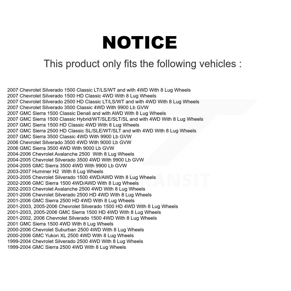 [Front] Roulement avant Hub Assemblage pour Chevrolet GMC Silverado 1500 Sierra 2500 HD