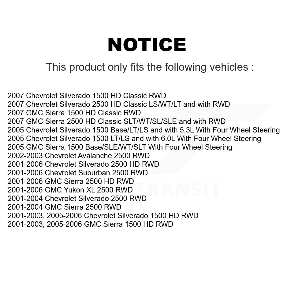 [Front] Roulement de roue Hub Assemblage pour GMC Chevrolet Sierra 2500 HD Silverado 1500 Yukon