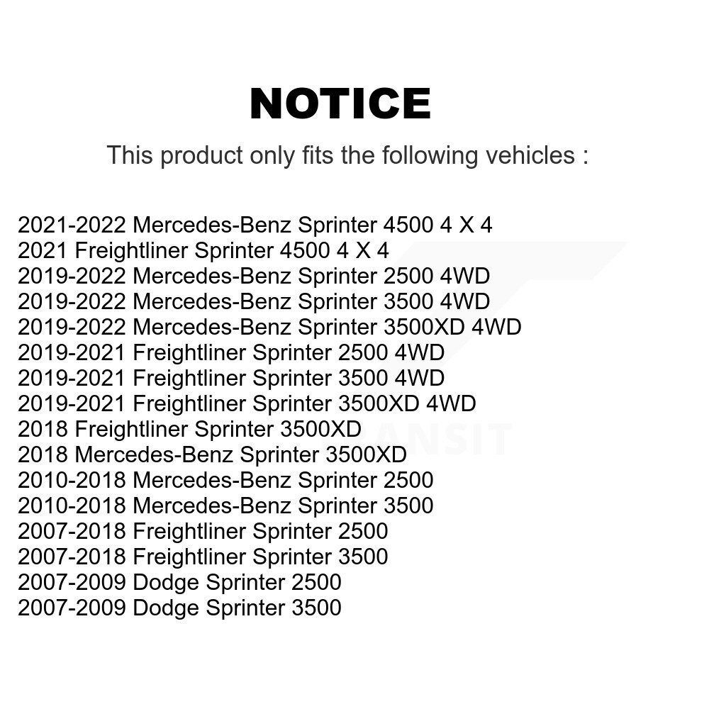 [Avant Intérieur] Attache de direction avant intérieure pour Mercedes-Benz Sprinter 2500 3500 Dodge 4500
