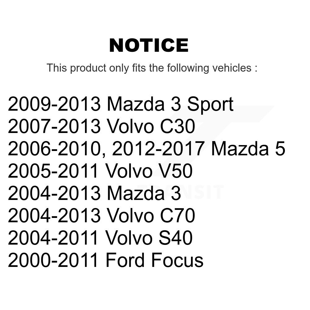 [Arrière] Accoudoirs de suspension arrière pour Mazda 3 Ford Focus 5 Volvo S40 C30 V50