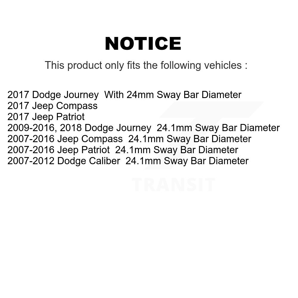 [De l'arrière au cadre] Pour cadrer la barre de stabilisation de la suspension Kit pour Dodge Journey Jeep Patriot