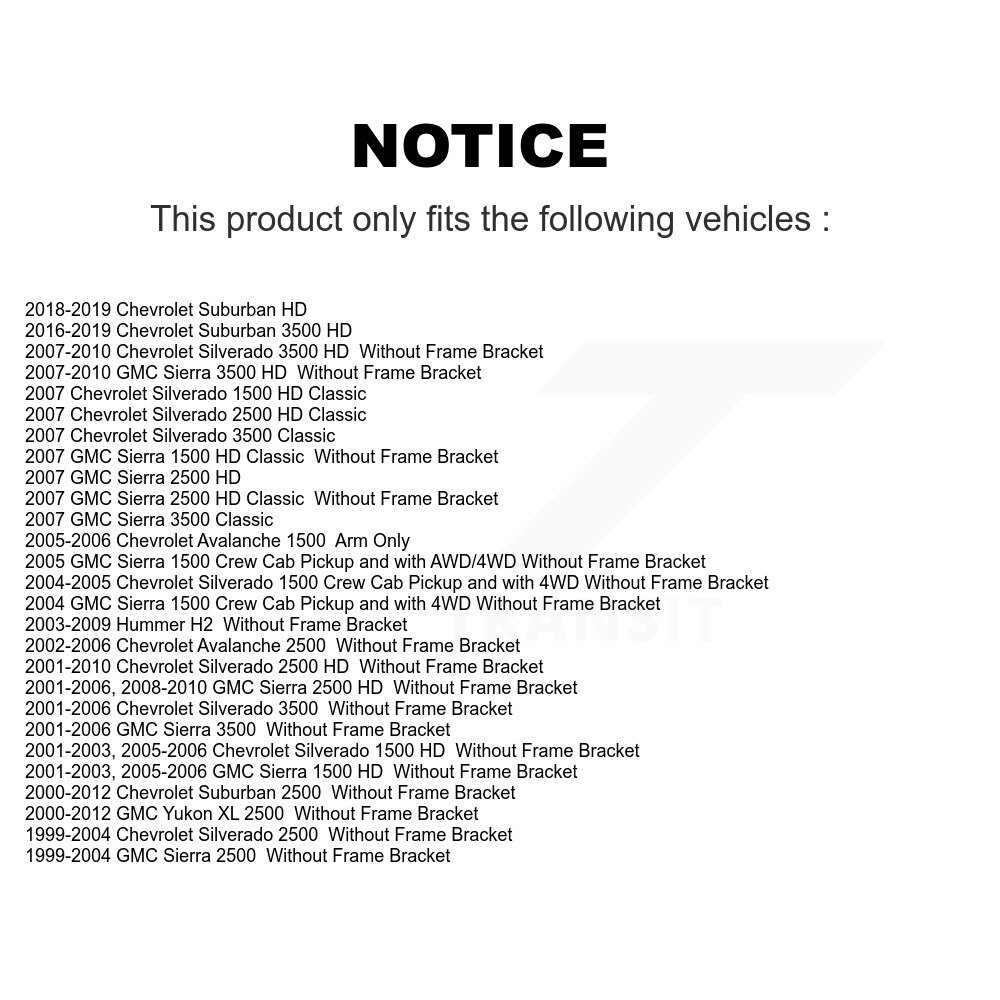 [Front] Arme de direction avant Idler pour Chevrolet GMC Sierra 2500 HD Silverado 1500 3500 H2