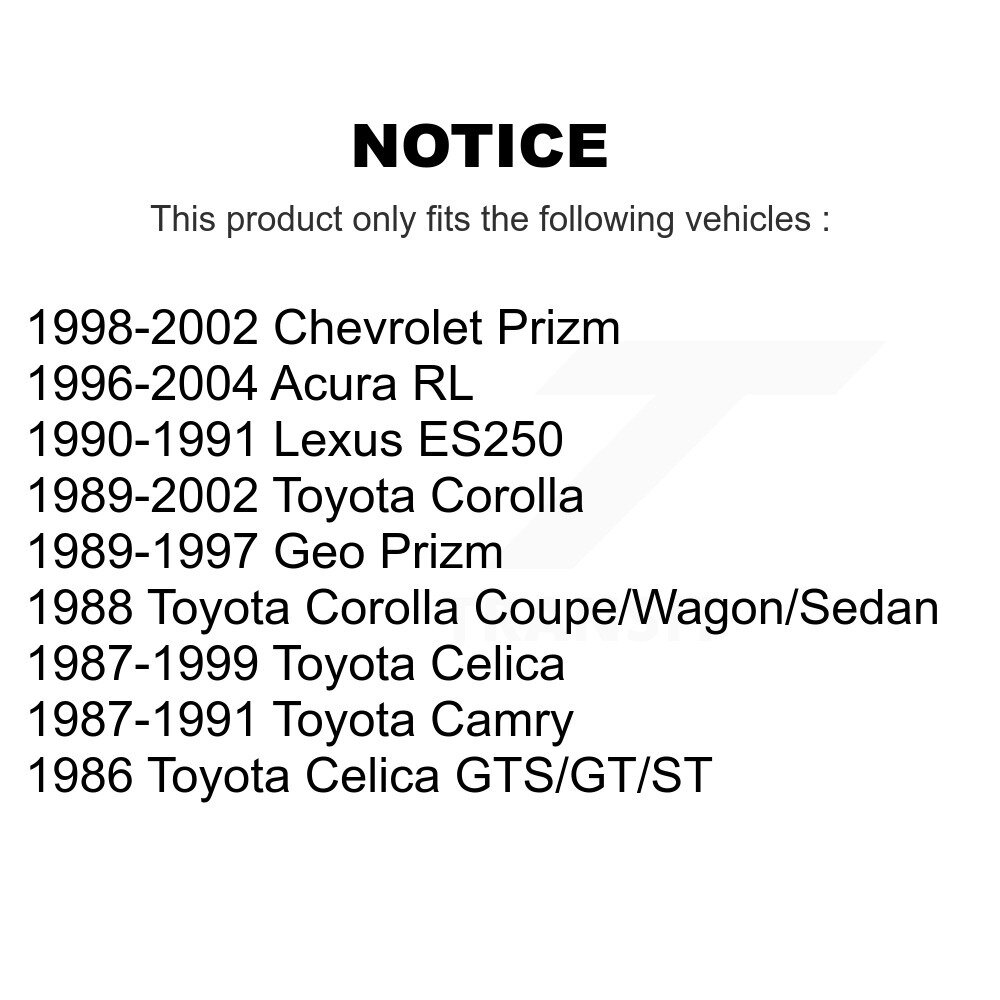 [Arrière] Lien de barre de stabilisation de suspension arrière Kit pour Toyota Corolla Celica Acura RL Camry