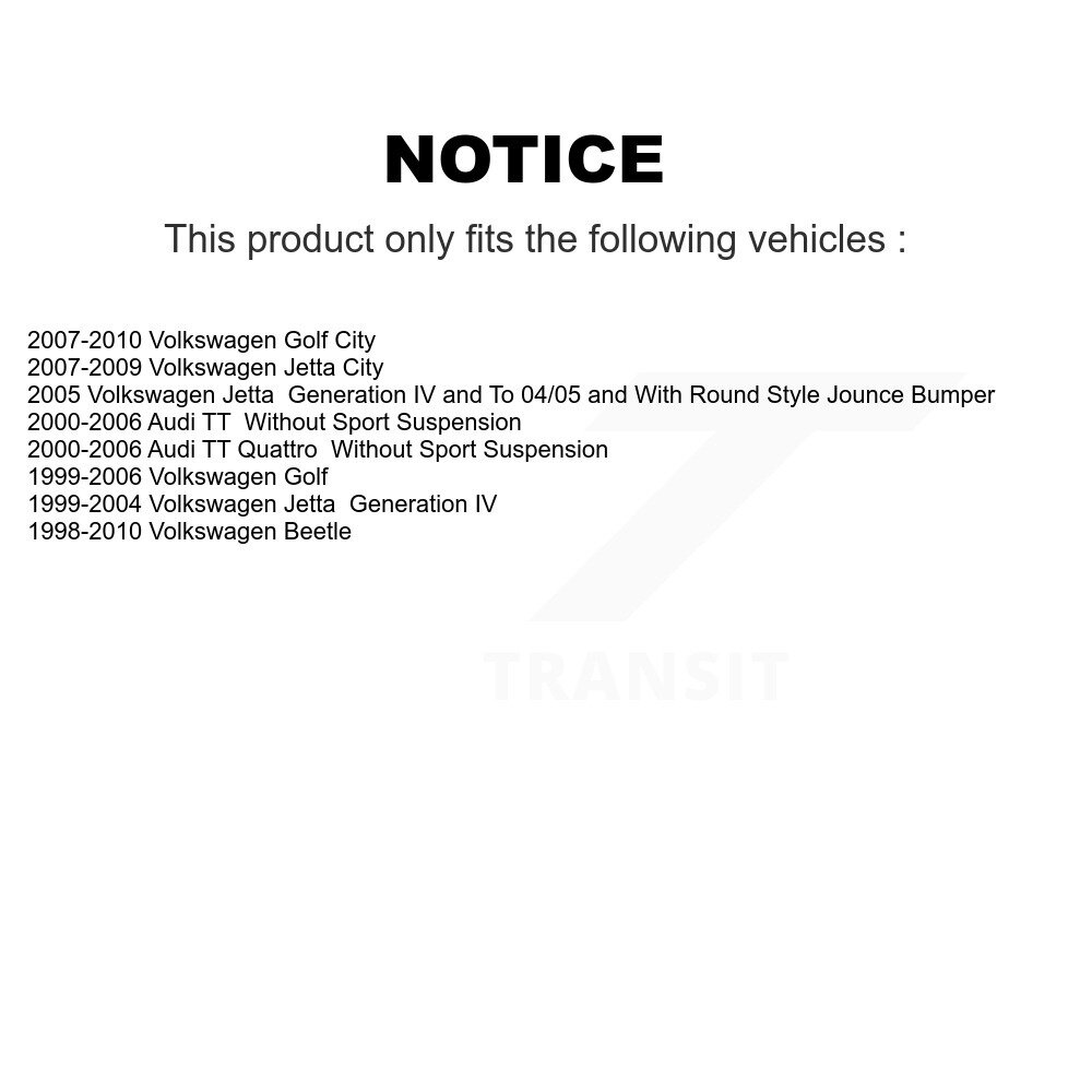 [Arrière] Matériel de suspension arrière Kit pour Volkswagen Jetta Golf Beetle City Audi TT