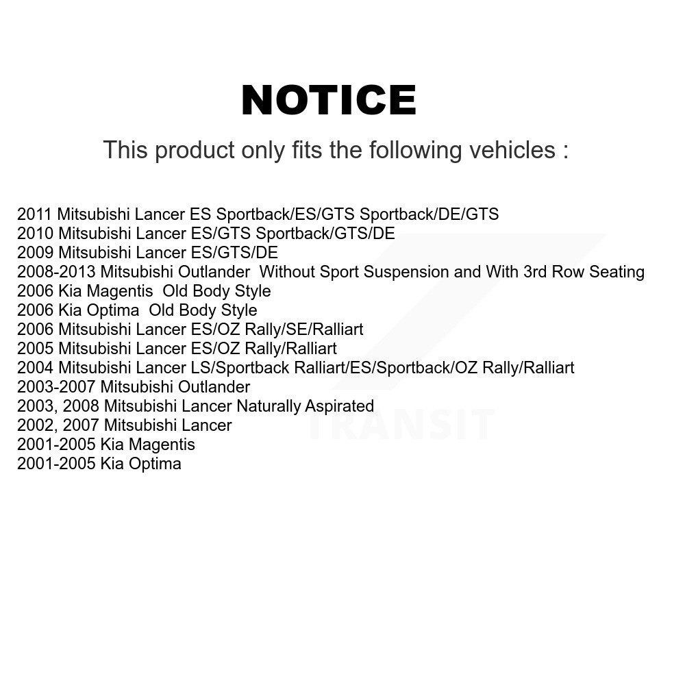 [Arrière] Matériel de suspension arrière Kit pour Mitsubishi Outlander Lancer 73-905945