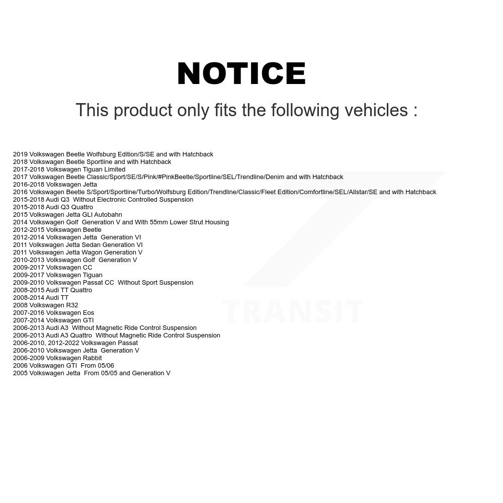 [Front] Matériel de suspension avant Kit pour Volkswagen Jetta Tiguan Passat Golf Audi
