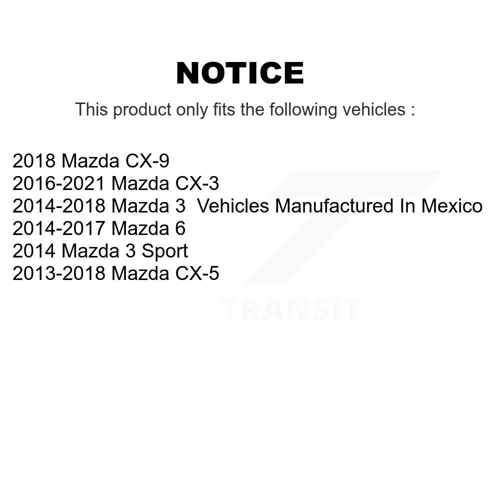 [Arrière] Kit de montage de choc de suspension arrière pour Mazda CX-5 3 CX-3 CX-9 73-TQ5890