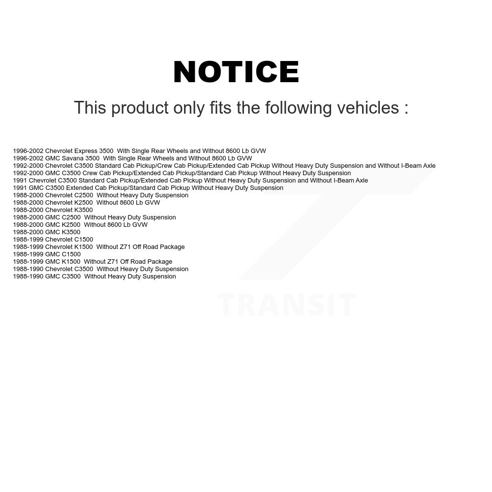 [Arrière] Absorbeur de choc arrière pour Chevrolet GMC K1500 C1500 K2500 C2500 K3500 C3500 3500