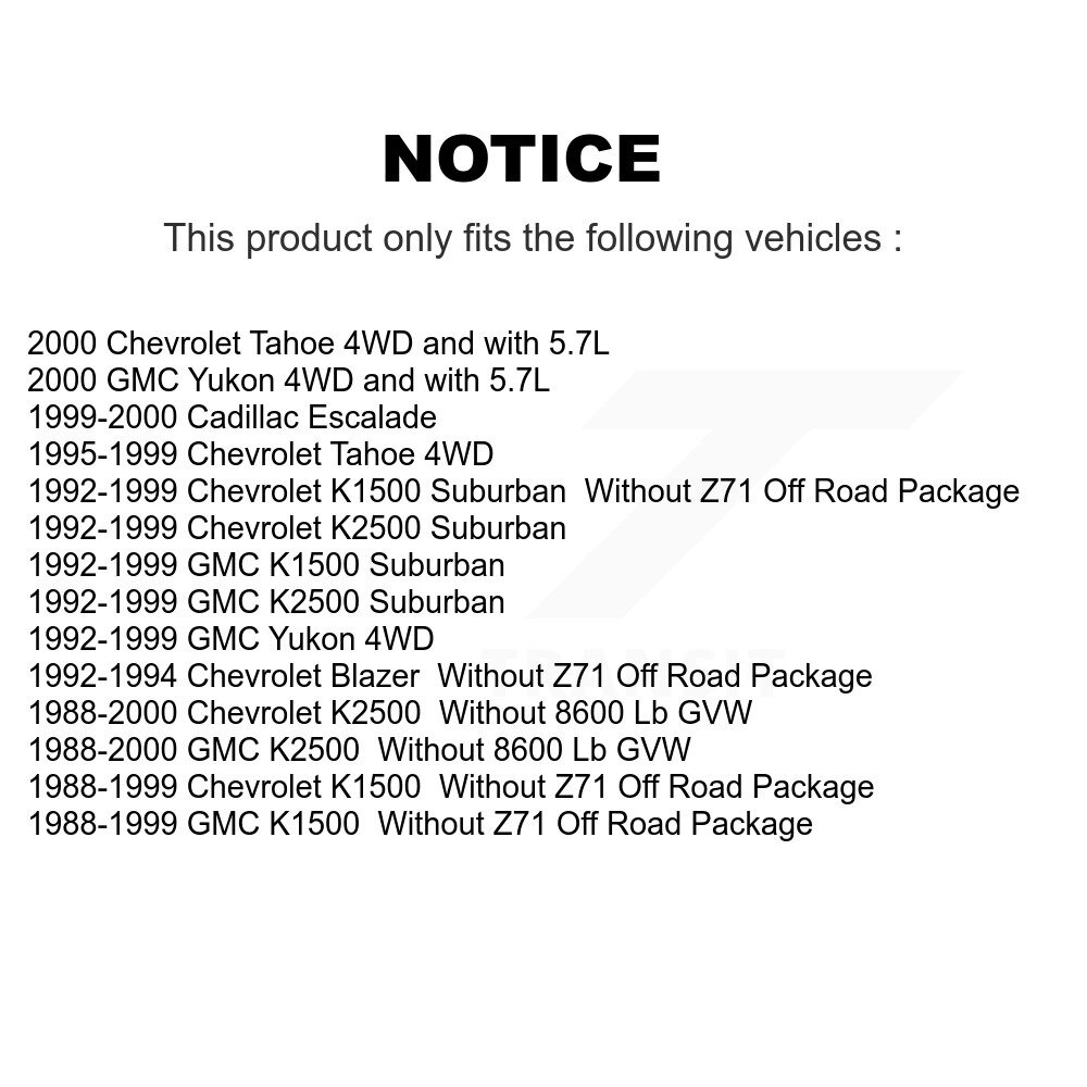[Front] Absorbeur de choc avant pour K1500 Chevrolet GMC K2500 Tahoe Yukon Suburban Blazer
