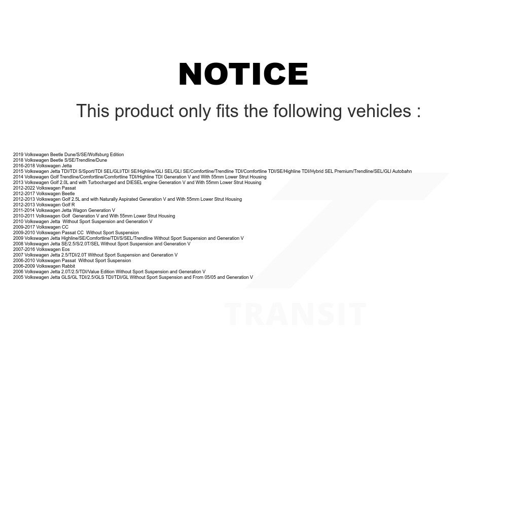 [Front] Suspension avant pour Volkswagen Jetta Passat Golf Beetle Rabbit Eos CC