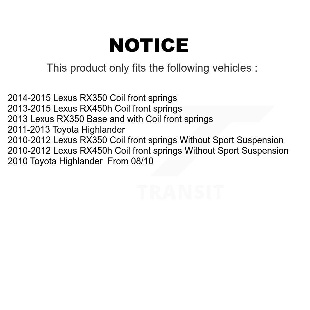 [Front Left] Suspension avant gauche pour Lexus RX350 Toyota Highlander RX450h 78-72766